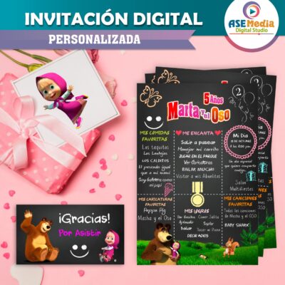 Masha y El Oso #03 Invitación Digital Personalizada