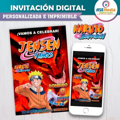 Naruto Shippuden Invitación Digital de Cumpleaños