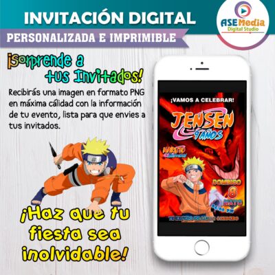 Naruto Shippuden Invitación Digital de Cumpleaños