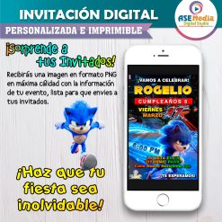 Alternative view of Sonic #3 Invitación de Cumpleaños Digital Personalizada