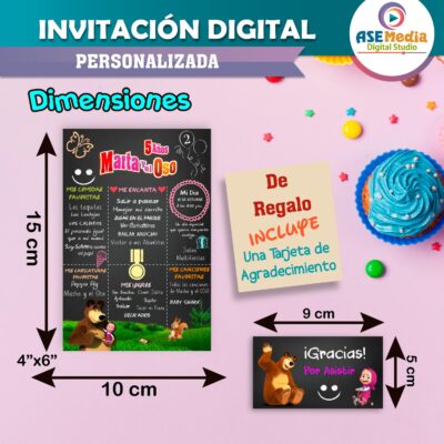 Masha y El Oso #03 Invitación Digital Personalizada - Imagen 3