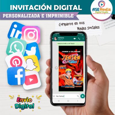 Naruto Shippuden Invitación Digital de Cumpleaños