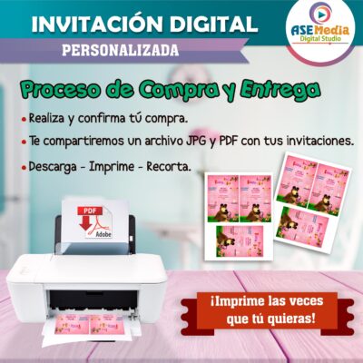 Masha y El Oso Invitación Digital Personalizada