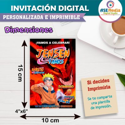 Naruto Shippuden Invitación Digital de Cumpleaños