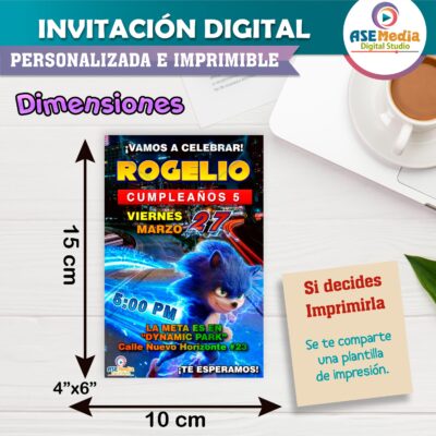 Sonic #3 Invitación de Cumpleaños Digital Personalizada - Imagen 4