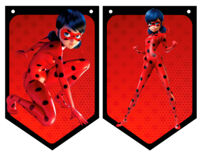 Miraculous, Las Aventuras de Ladybug Banderines Temáticos Imprimibles para Cumpleaños