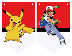 Pokémon Banderines Temáticos Imprimibles para Cumpleaños