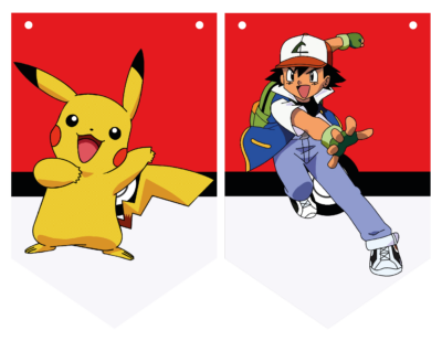 Pokémon Banderines Temáticos Imprimibles para Cumpleaños