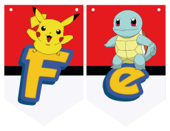 Pokémon Banderines Temáticos Imprimibles para Cumpleaños