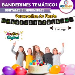 Camuflaje Soldado Banderines Temáticos Imprimibles para Cumpleaños