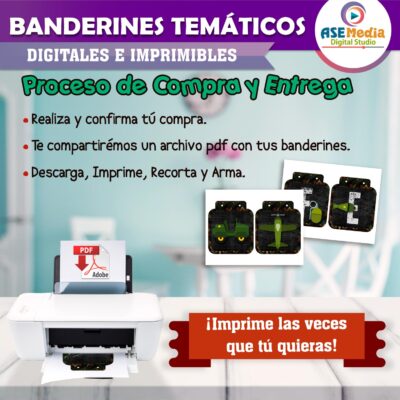 Camuflaje Soldado Banderines Temáticos Imprimibles para Cumpleaños