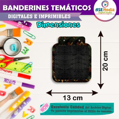 Camuflaje Soldado Banderines Temáticos Imprimibles para Cumpleaños