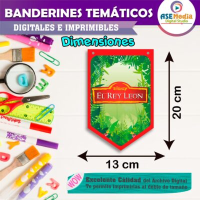El Rey León Banderines Temáticos Imprimibles para Cumpleaños