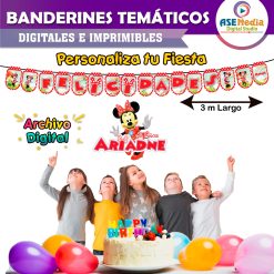 Minnie Mouse Banderines Temáticos Imprimibles para Cumpleaños