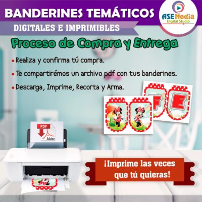 Minnie Mouse Banderines Temáticos Imprimibles para Cumpleaños