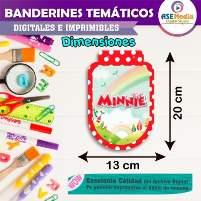 Minnie Mouse Banderines Temáticos Imprimibles para Cumpleaños