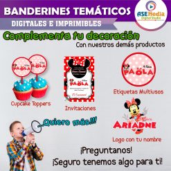 Minnie Mouse Banderines Temáticos Imprimibles para Cumpleaños