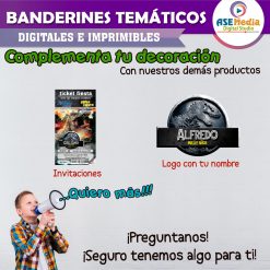Jurassic World Dinosaurios Banderines Temáticos Imprimibles para Cumpleaños