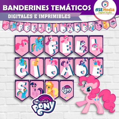 My Little Pony Banderines Temáticos Imprimibles para Cumpleaños