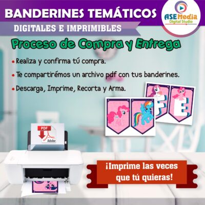 My Little Pony Banderines Temáticos Imprimibles para Cumpleaños