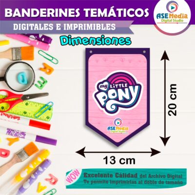 My Little Pony Banderines Temáticos Imprimibles para Cumpleaños
