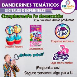 My Little Pony Banderines Temáticos Imprimibles para Cumpleaños