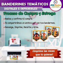 Naruto Shippuden Banderines Temáticos Imprimibles para Cumpleaños