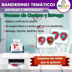 Paw Patrol Banderines Temáticos Imprimibles para Cumpleaños