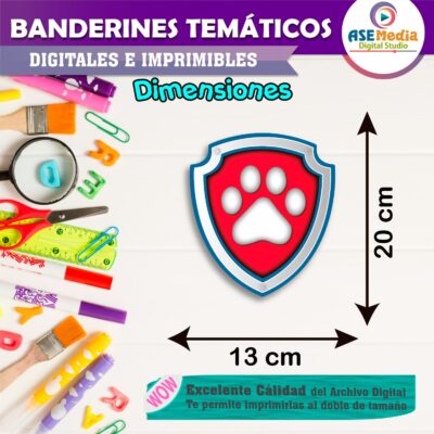 Paw Patrol Banderines Temáticos Imprimibles para Cumpleaños