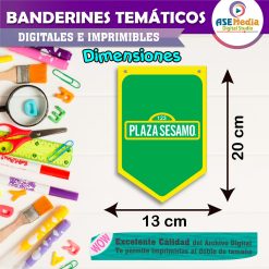 Plaza Sésamo Banderines Temáticos Imprimibles para Cumpleaños
