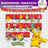 Pokémon Banderines Temáticos Imprimibles para Cumpleaños