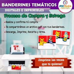 Pokémon Banderines Temáticos Imprimibles para Cumpleaños