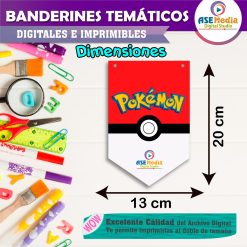 Pokémon Banderines Temáticos Imprimibles para Cumpleaños