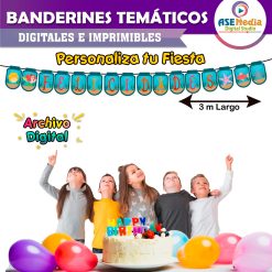 Sirenas Mar Banderines Temáticos Imprimibles para Cumpleaños