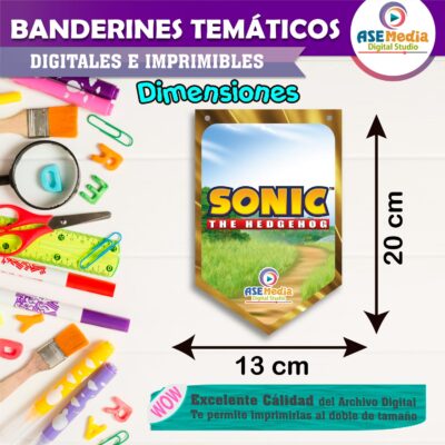 Sonic Banderines Temáticos Imprimibles para Cumpleaños