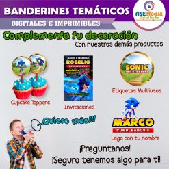 Sonic Banderines Temáticos Imprimibles para Cumpleaños