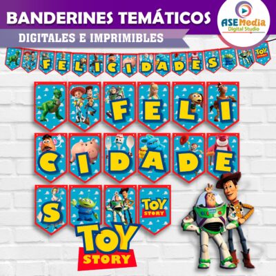 Toy Story Banderines Temáticos Imprimibles para Cumpleaños
