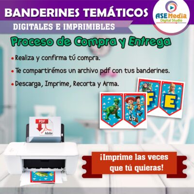 Toy Story Banderines Temáticos Imprimibles para Cumpleaños