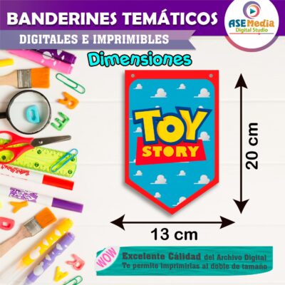 Toy Story Banderines Temáticos Imprimibles para Cumpleaños