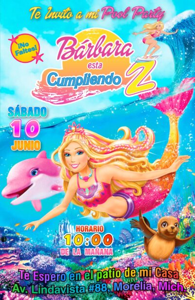 Barbie Aventura de Sirenas Invitación de Cumpleaños Digital Personalizada - Imagen 6