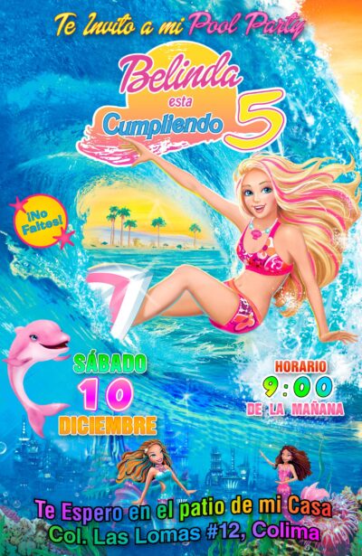 Barbie Aventura de Sirenas Invitación de Cumpleaños Digital Personalizada #02 - Imagen 6