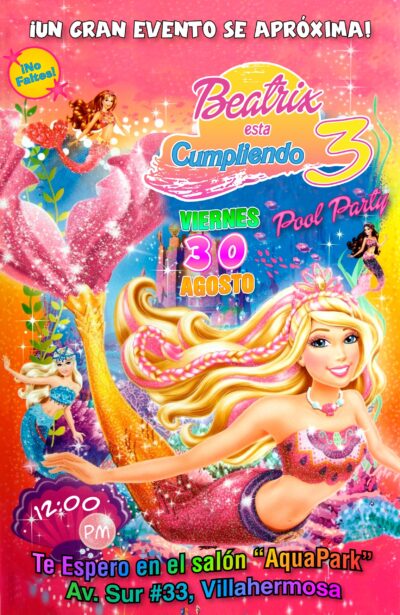 Barbie Aventura de Sirenas Invitación de Cumpleaños Digital Personalizada #03 - Imagen 6