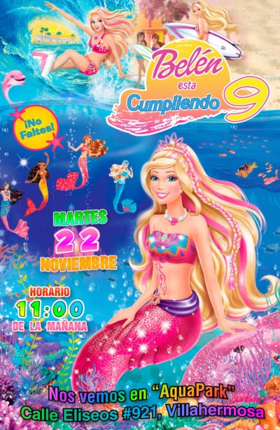 Barbie Aventura de Sirenas Invitación de Cumpleaños Digital Personalizada #04 - Imagen 7