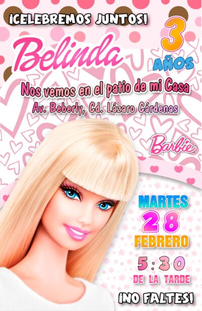 Barbie Bonita Invitación de Cumpleaños Digital Personalizada - Imagen 6