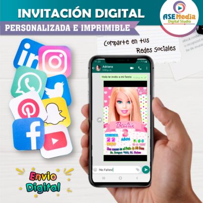 Barbie Fashion Invitación de Cumpleaños Digital Personalizada - Imagen 4