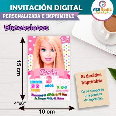 Barbie Fashion Invitación de Cumpleaños Digital Personalizada - Imagen 5