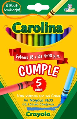 Crayola Fiesta de Colores Invitación de Cumpleaños Digital Personalizada