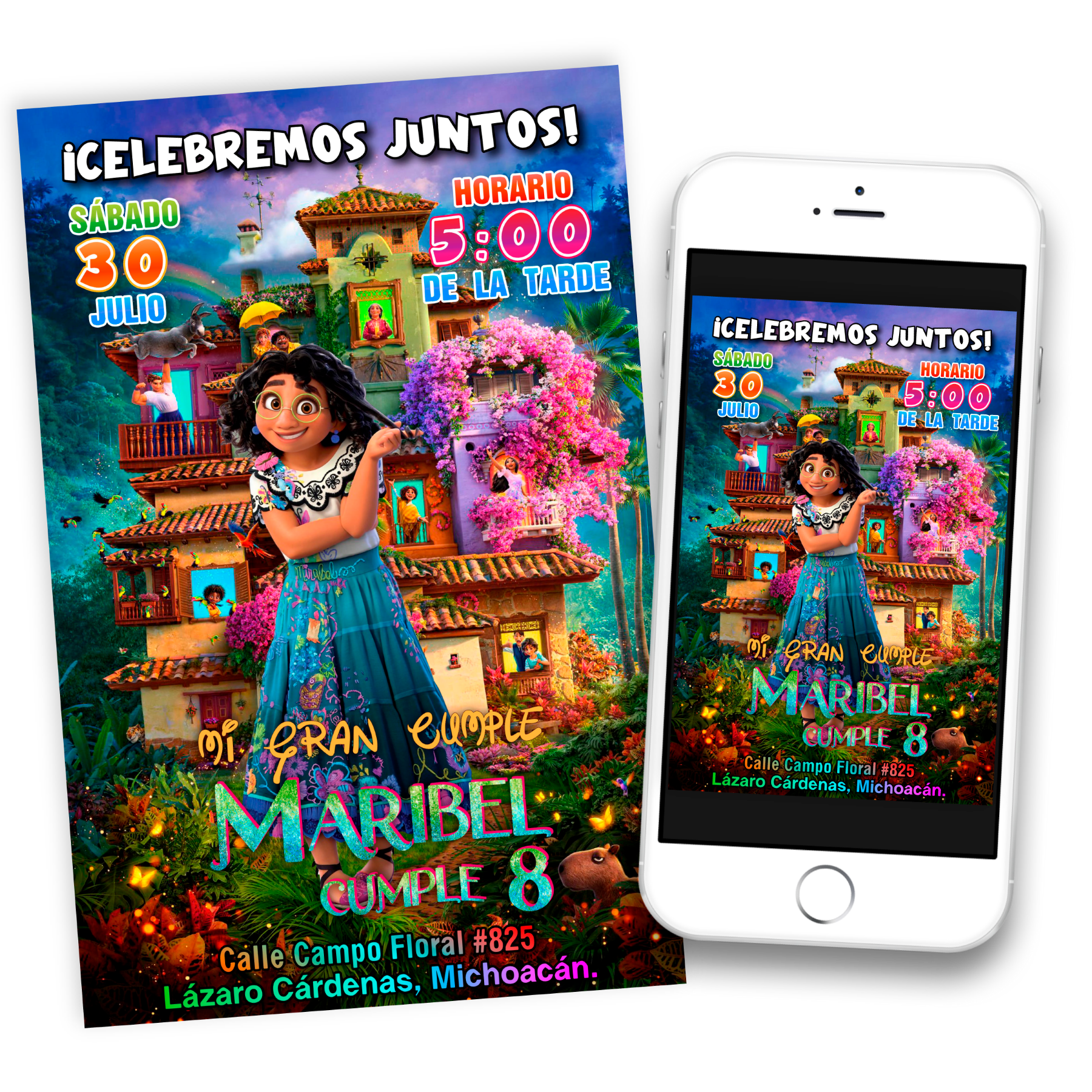 Encanto Mirabel Disney Invitación de Cumpleaños Digital Personalizada