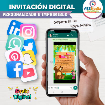 Masha y El Oso Invitación Digital Personalizada Mod. 02 - Imagen 4