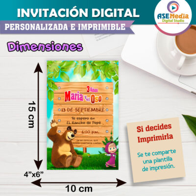 Masha y El Oso Invitación Digital Personalizada Mod. 02 - Imagen 5